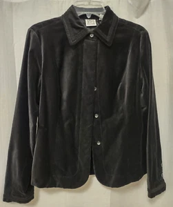 Field Gear Women's Black Velour Jacket Size S Long Sleeves Button Front - Picture 1 of 10