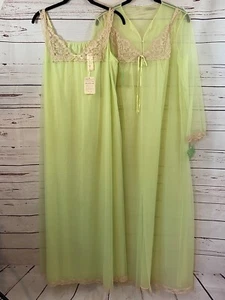 Vtg 60's Vanity Fair Peignoir Set Small Nightgown Robe Tricot Chiffon Lace  ** - Picture 1 of 12