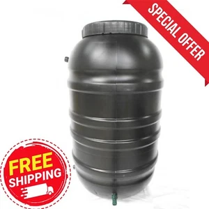 Rain Barrel 55 Gallon Water Storage Heavy Duty Screening BPA Free Black - Picture 1 of 4