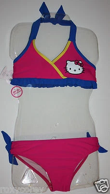 Sanrio Hello Kitty Pink Blue Yellow 2 Pc Halter Bikini Bathing Swimsuit XSmall - Image 1 of 2