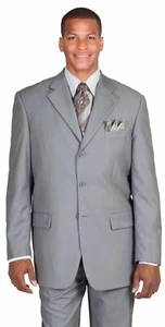 New Men's 2 piece Classic Luxurious Wool Feel Suits Solid 5802 - Picture 1 of 5