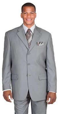 New Men's 2 piece  Classic Luxurious Wool Feel Suits Solid 5802 - Image 1 of 3