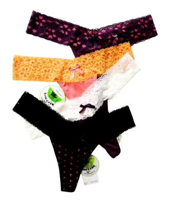 A0154 Honeydew Intimates NEW Women's Luxury Lace Waistband Stretch Rayon Thongs - Image 1 of 2