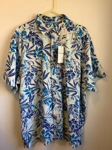 Tommy Bahama Island Camp Silk Shortsleeve Shirt Men’s XL Floral Design Blue USA - Picture 1 of 10