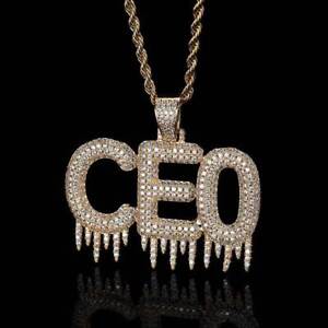 Hip Hop Custom Capital A-Z letter Name Pendant Necklace Real Gold Plated Jewelry