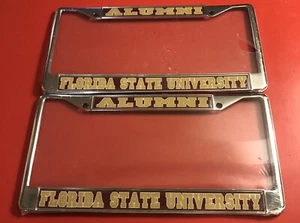 2 FLORIDA STATE FSU Seminoles ALUMNI Chrome License Plate Frame SET - Picture 1 of 5