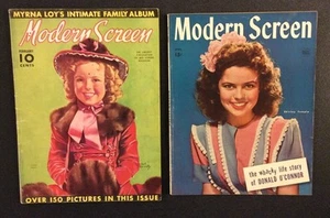 2 MODERN SCREEN Magazines SHIRLEY TEMPLE 1938 & 1944 Myrna Loy Donald OConnor - Picture 1 of 11