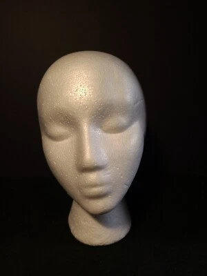 10" Female Styrofoam Mannequin Head Display  - Image 1 of 4
