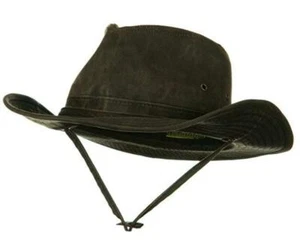 Dorfman Pacific Oiled Cotton Bucket S Hat Wide Brimmed Brown OC22 FAST SHIP! AC5 - Picture 1 of 1