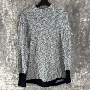 LL Bean Size L Linen Cotton Blend Mock Neck Sweater Gray Long Sleeve Pullover - Picture 1 of 8