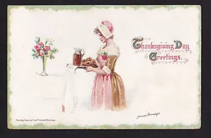 Postal de Gabriel del Día de Acción de Gracias firmada por artista de Brundage c1910 - Imagen 1 de 2