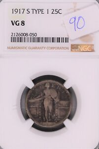 1917-S Type 1 Standing Liberty Silver Quarter NGC VG-8 #8-050