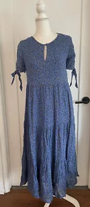 Women’s Madewell Blue Calico Print Tiered Midi Dress Size XS (runs big) - Picture 1 of 9