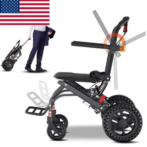 Ultra-Lightweight Foldable Portable Transport Wheelchair With Telescopic Handle - Picture 1 of 7