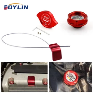 Red Oil Filler Cap+ Radiator Cap+ Oil Dipstick For Honda Acura K24 K Series - Picture 1 of 16