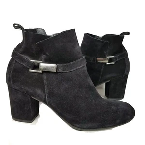 Paul Green Women ankle boots booties Black suede heel zipper buckle Kelsey sz 10 - Picture 1 of 7