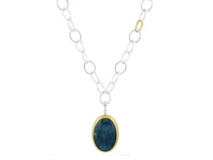 Gurhan Halskette Sterlingsilber überlagert mit 24K Gold, Cabochon Apatit - Bild 1 von 1