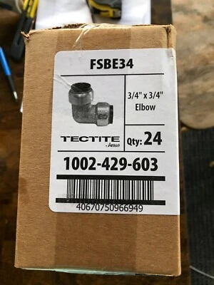 6 Tectite Apollo 90-Degree Brass Push-to-Connect Elbow 3/4 x 3/4 FSBE34   0546 - Image 1 of 4