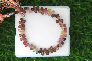 Multi Tourmaline Smooth Teardrop beads multi Tourmaline briolette beads 6 inch - Picture 1 of 4