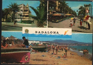POSTAL DE BADALONA RAMBLA DEL CAUDILLO Y PLAYA BARCELONA POSTCARD CC01833 - Picture 1 of 1