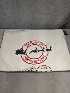 Large Santa’s Gift Sack Express Delivery White & Red Cute Present Holder 19"x28" - Picture 1 of 4