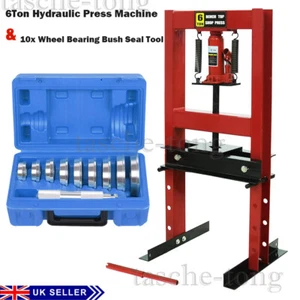6Ton Hydraulic Workshop Shop Bench Press & 10 Wheel Bearing Bush Driver Seal Kit - Picture 1 of 14