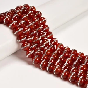 Carnelian Rhinestone Smooth Round Beads 6mm 8mm 10mm 12mm 14mm 15.5" Strand - Picture 1 of 2