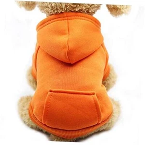 Winter Dog Hoodie Sweatshirts with Pockets Warm Dog Clothes for X-Small Orange - Picture 1 of 6