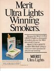 Publicité imprimée vintage cigarettes tabac MERIT ultra léger fumeurs gagnants 1981 annonce