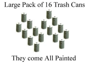 Large Pack of Scale TRASH CANS includes 16 that come all painted HO/HOn3 - Picture 1 of 1