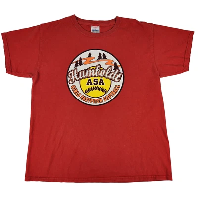 Camiseta de softbol lanzamiento rápido Humboldt ASA para niñas talla juvenil camiseta roja de algodón Foto 1 de 4