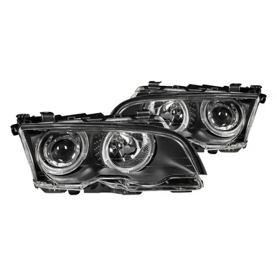 For BMW 325i 01 Anzo Driver & Passenger Side Black LED Halo Projector Headlights Foto 1 de 4
