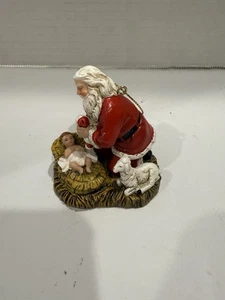 Kniender Weihnachtsmann mit Jesuskind Ornament Neu ohne Karton 3 Zoll - Bild 1 von 9