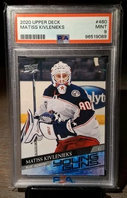 MATISS KIVLENIEKS 2020 Upper Deck Young Guns #480 COLUMBUS PSA 9 💎 💎 💎  - Image 1 of 2