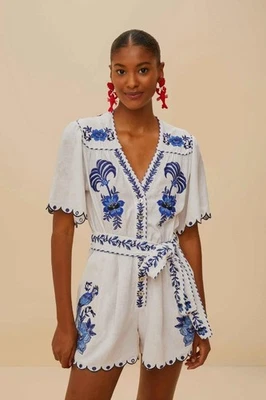 NUEVO CON ETIQUETAS AUTÉNTICO FARM RIO Azul Blanco Delicado Bosque Richelieu Mameluco PEQUEÑO S ENVÍO GRATUITO Foto 1 de 4