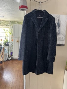 NWT Boss Hugo Boss Jacket Men's 38 R  Blue Herringbone Overcoat  $795 - Picture 1 of 13
