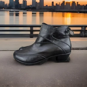 ✅Aetrex Samantha Black Leather Ankle Booties Women’s Size 10 Side Zip Orthopedic - Picture 1 of 10