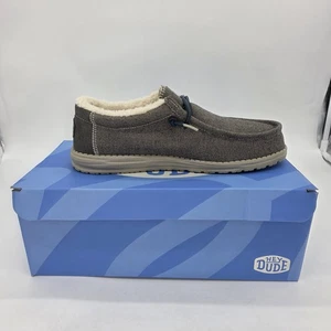 Hey Dude Wally Herringbone Choco Shoes Mens Size 10 Fleece Lined Casual Loafer - Picture 1 of 12