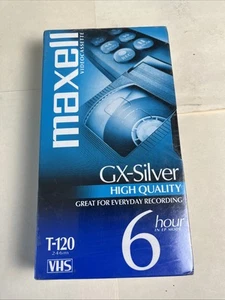 VHS Tape Maxell T-120 GX-Silver High Quality Blank 6 hr VCR New Factory Sealed - Picture 1 of 2