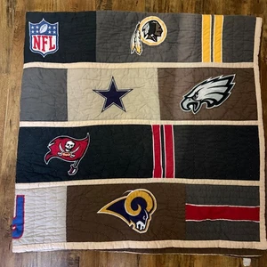 NFL Football Team logo Patchwork Quilt PB Teen 84x84 queen full beadspread Decor - Picture 1 of 21