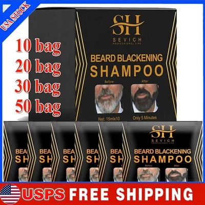 Champú tinte de cabello simple barba negra para hombres oscurecimiento permanente coloración del cabello Foto 1 de 4