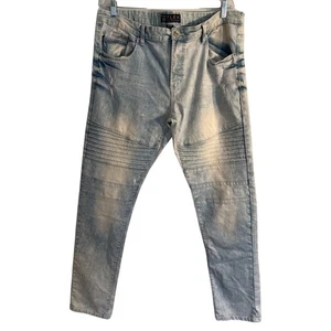Southpole Jeans Mens Size 40" Light Wash Distressed Skinny Mid Rise Pockets Moto - Picture 1 of 12
