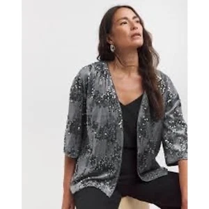 Chico’s Soho Pailletten Blumen Spitze Neuheit Jacke Größe 0 (Small) Urlaub Silvester - Bild 1 von 10