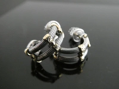 KONSTANTINO Vintage Sterling Silver 925 & 18K Yellow Gold Hoop Post Earrings - Image 1 of 4