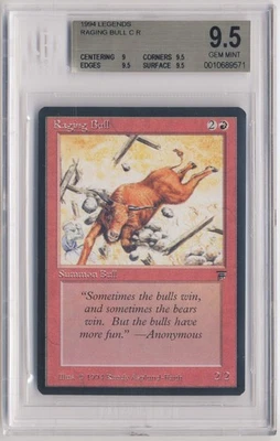 Graded Raging Bull BGS Beckett 9.5 GEM MINT Legends English 1994 WOTC MTG Magic! - Image 1 of 2