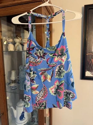 Nuevo con etiquetas Traje de baño Maurices Talla 1X Azul Periwinkle Floral Tankini Top de baño Foto 1 de 2