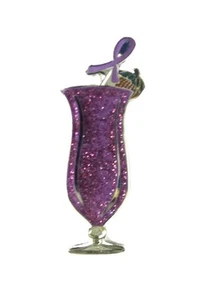Lavender Awareness Ribbon Pin Tropical Hurricane Glass Colada Cancer Cause New - Picture 1 of 6