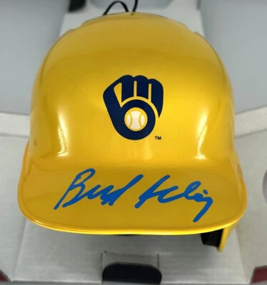 Brewers Hall of Famer BUD SELIG Signed Rawlings YELLOW Mini Helmet AUTO - JSA - Image 1 of 2