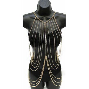 Women Bra Waist Belly Crossover Body Chain Harness Tassel Necklace Body Jewelry