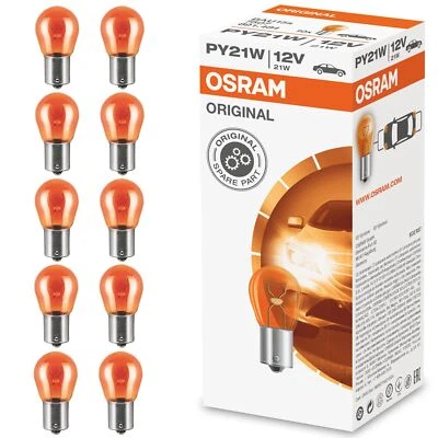 10x OSRAM PY21W BLINKER ORANGE 12V 21W BAU15s 7507 Kugellampe Glühbirne Original - Bild 1 von 4